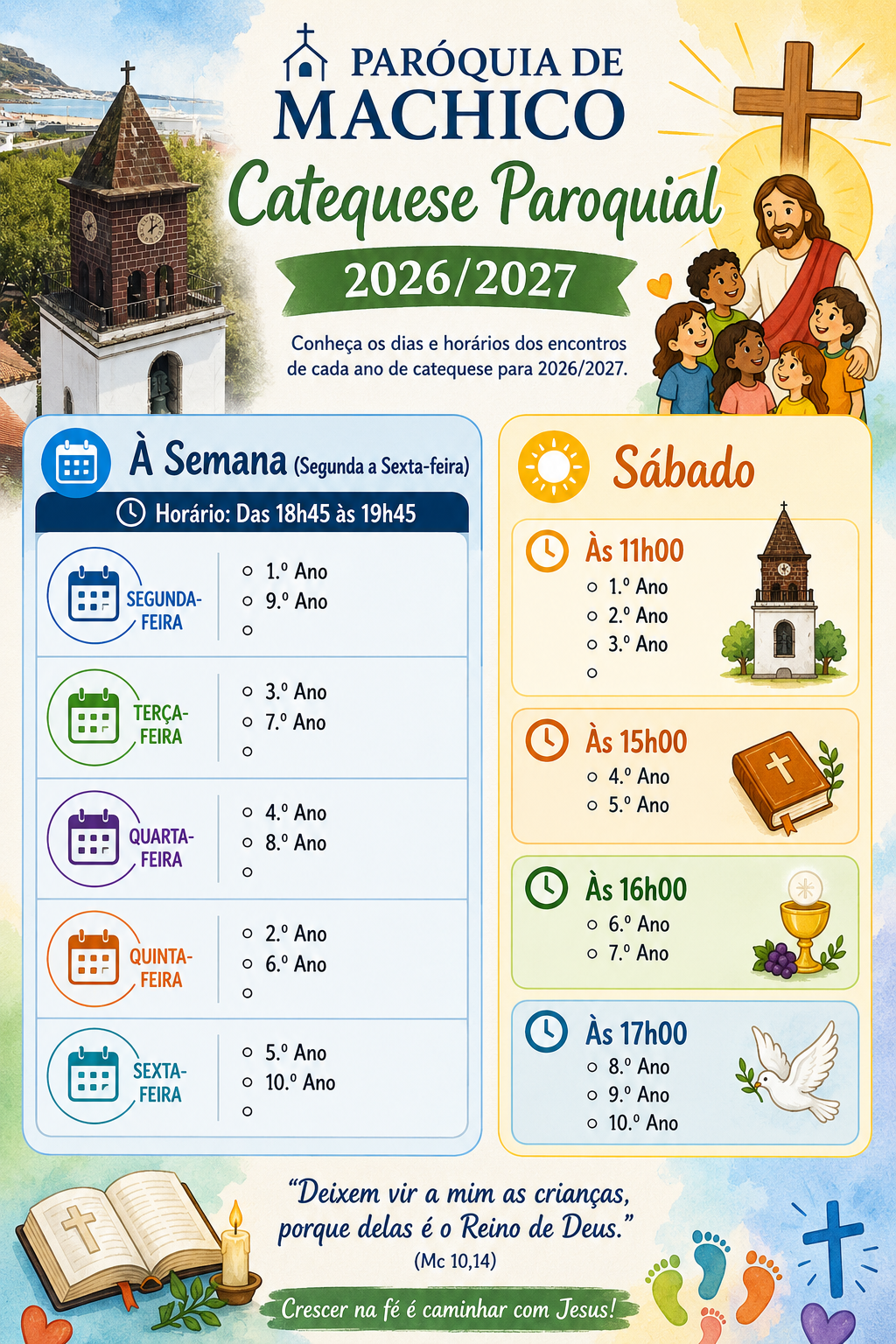 Catequese Paroquial 2026/2027 - Horários